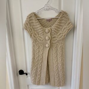 Young Essence Size Medium Chunky Knit Cream Wool Blend Cardigan Sweater